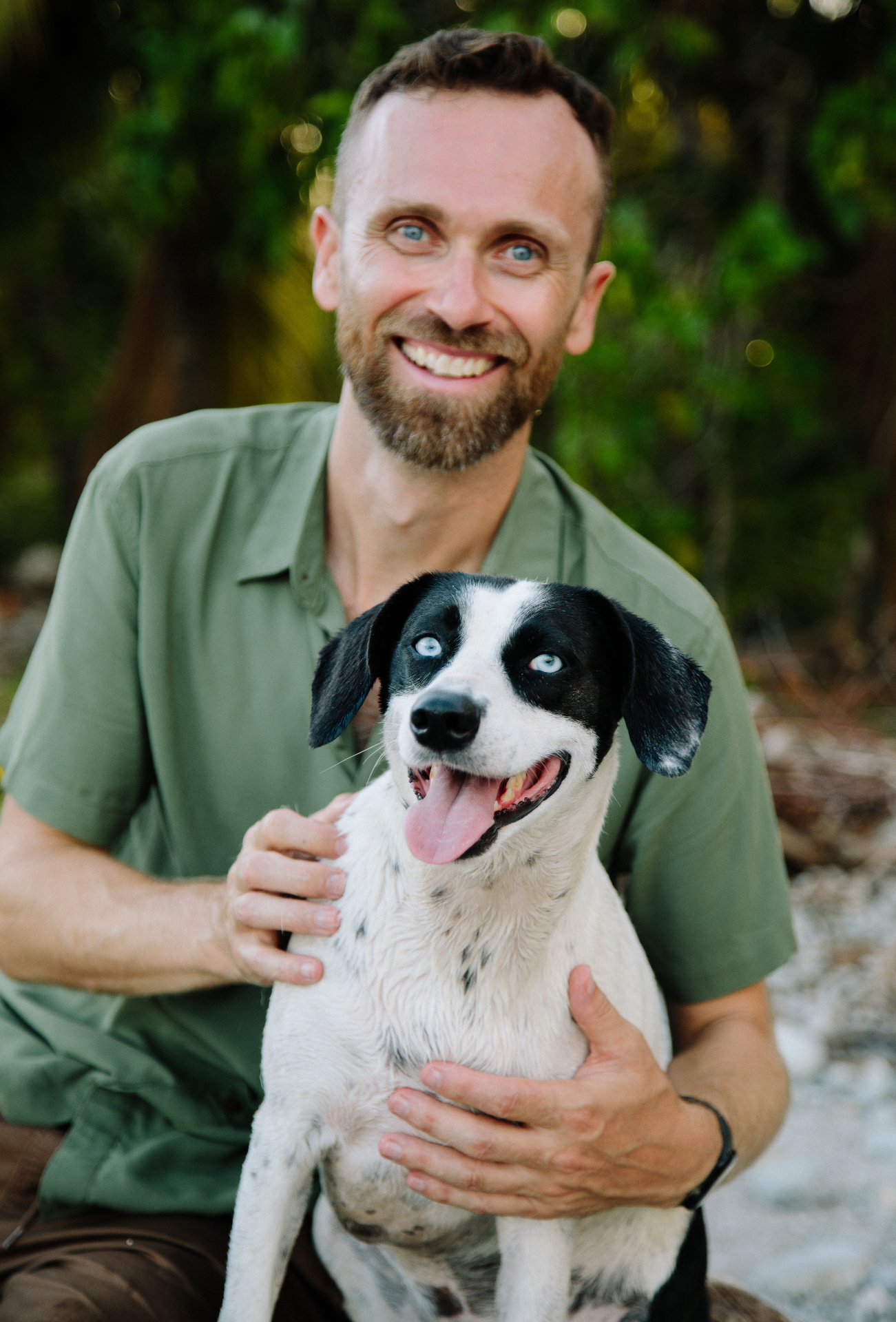 Dr. Justin Shmalberg with his dog Liberty