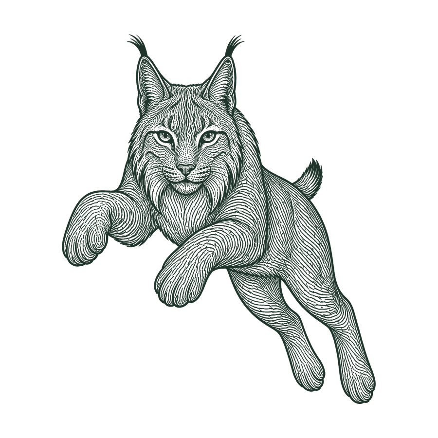 Iberian Lynx line illustration