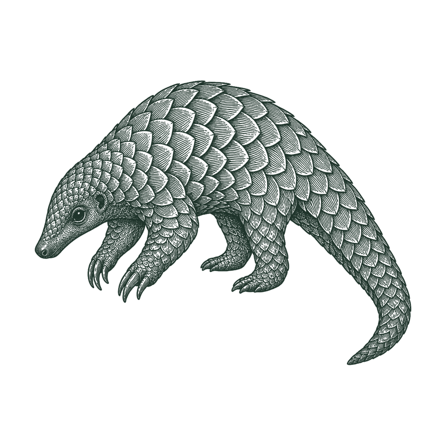 Sunda Pangolin line illustration